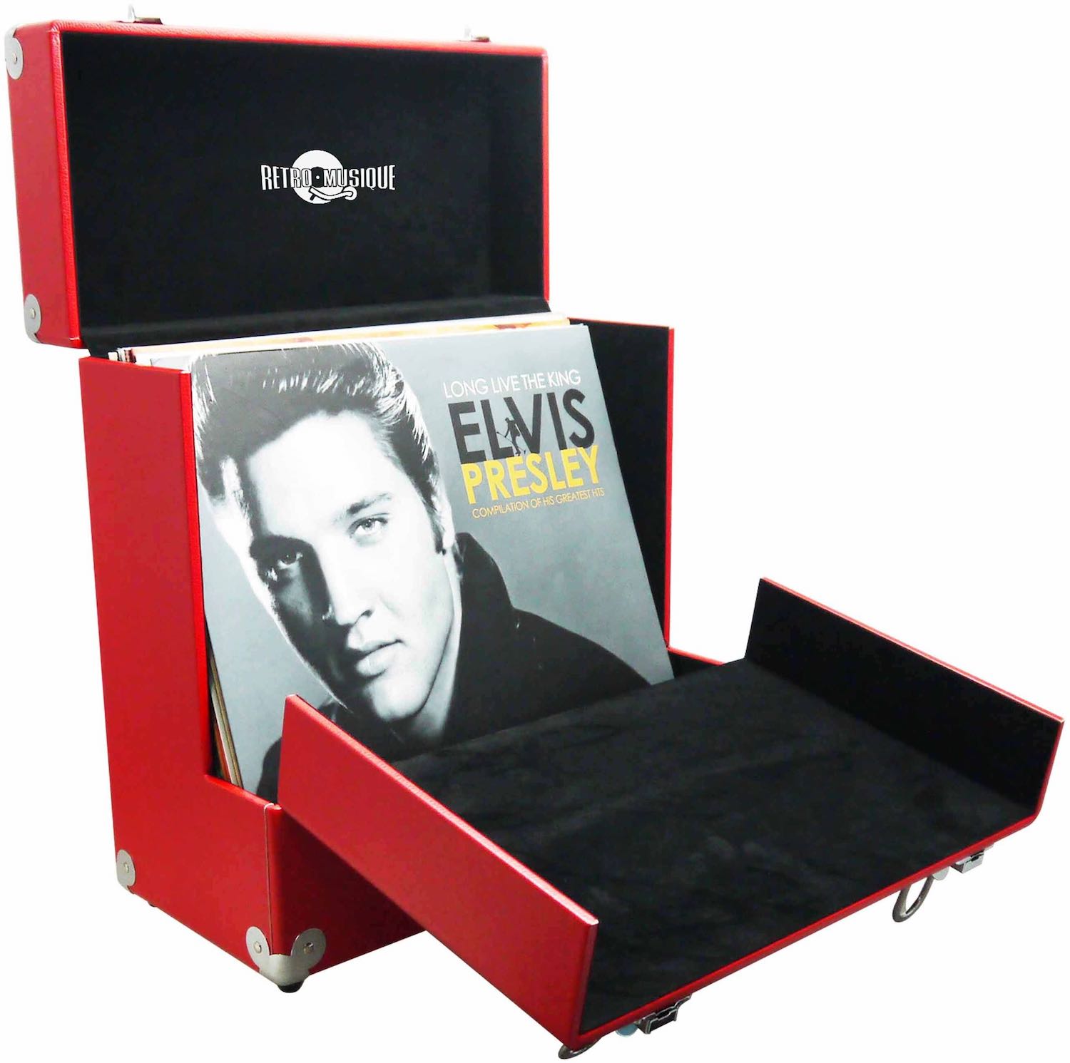 Фото № 1 Retro Musique Leather LP Vinyl Storage Case red - цены, наличие, отзывы в интернет-магазине